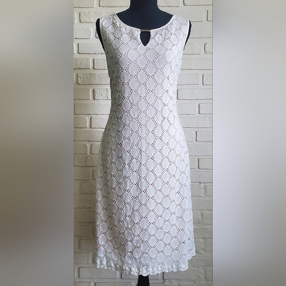 Ronni Nicole Lace Keyhole Sleeveless Sheath Dress Ivory White Summer Size 12 - Picture 3 of 12